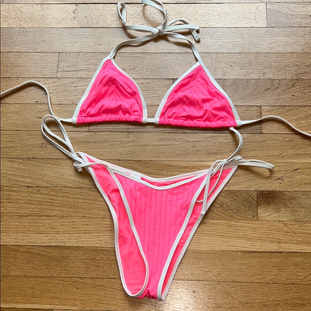 Aerie Pink and White Bikini